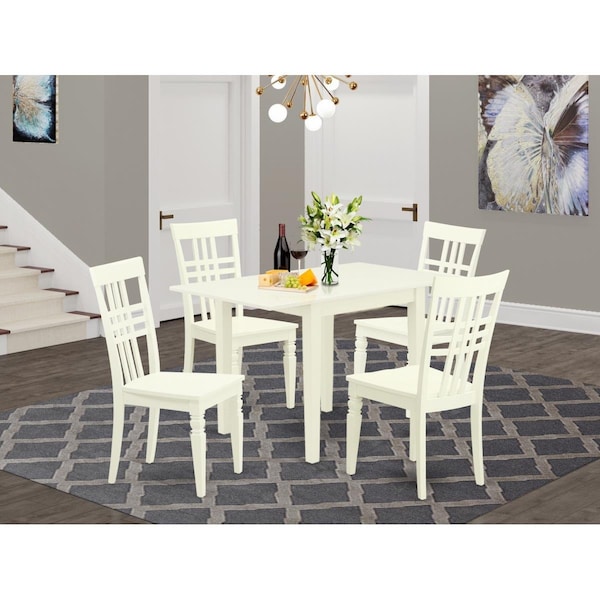 East West Furniture 5 Piece Norden Modern Dining Table Set - Linen White NDLG5-LWH-W - main